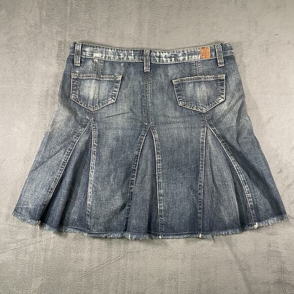 Guess Jeans Skirt Blue Women’s 28 Pleated Mini Y2K Distressed Denim - Picture 6 of 7